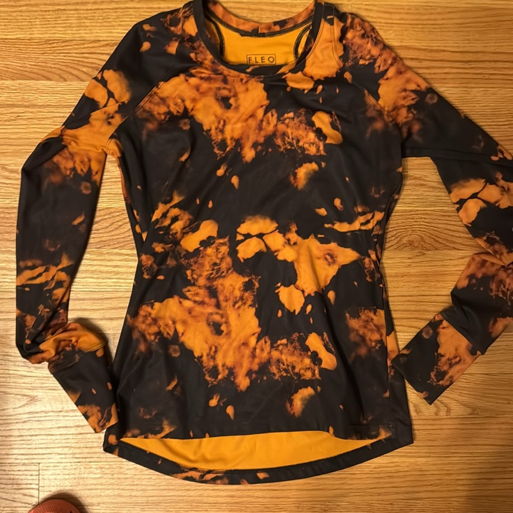 Fleo long sleep orange tie dye shirt